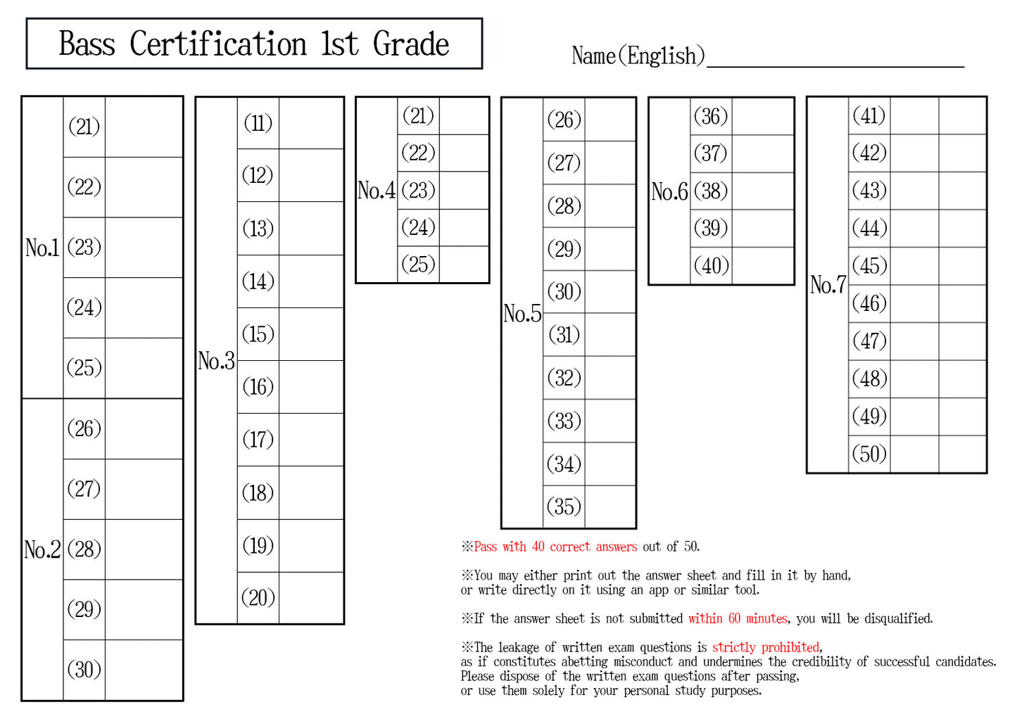 Bass Certification 1st Grade(Expert)