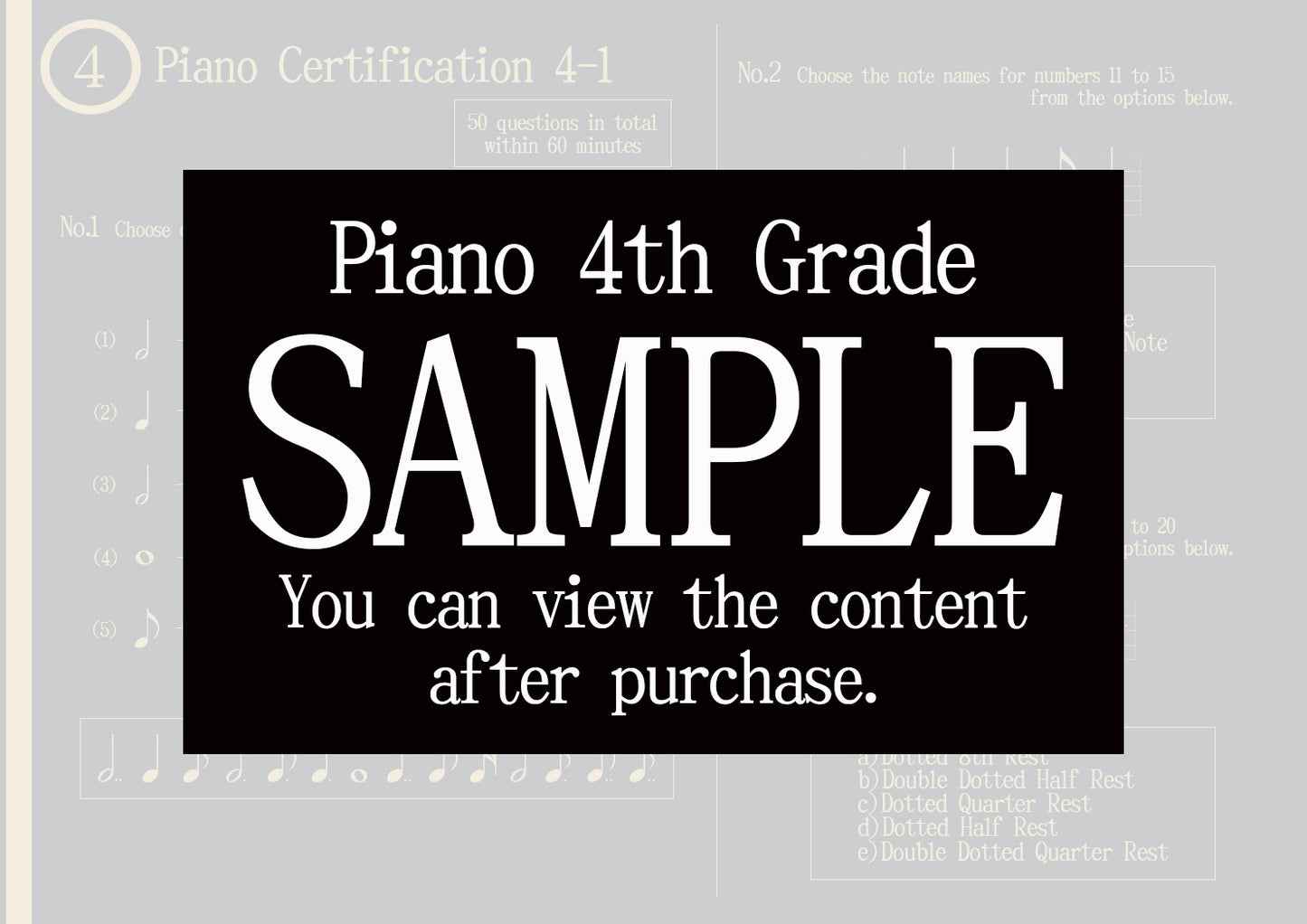 Piano Certification 4th Grade(Intermediate)