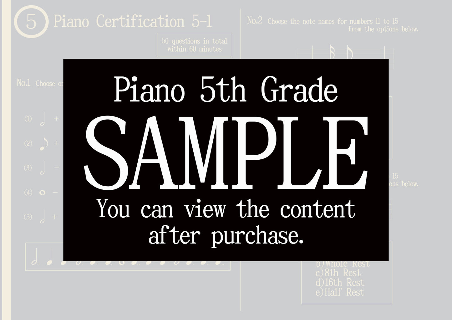 Piano Certification 5th Grade(Beginner)