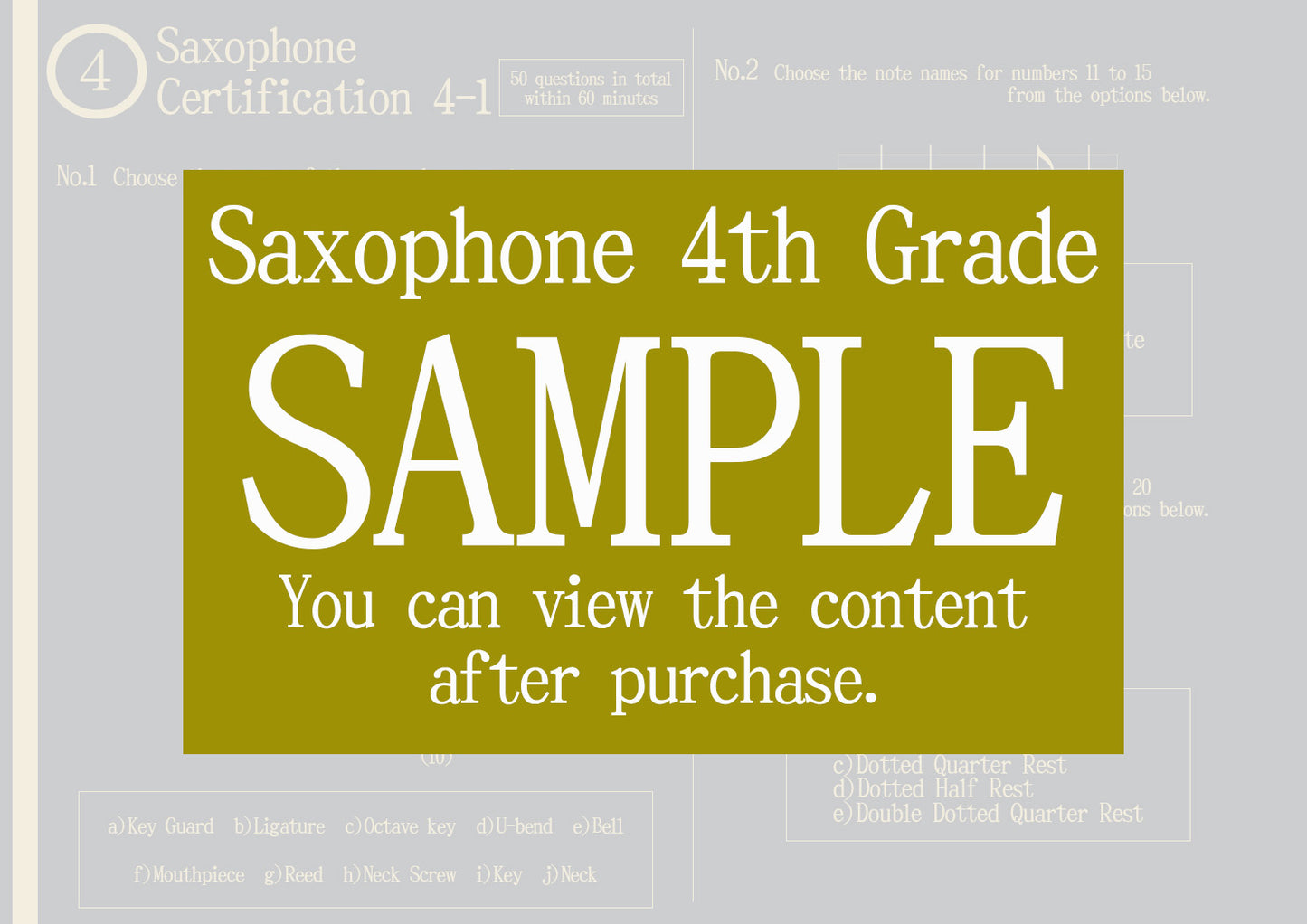 Saxophone Certification 4th Grade(Intermediate)