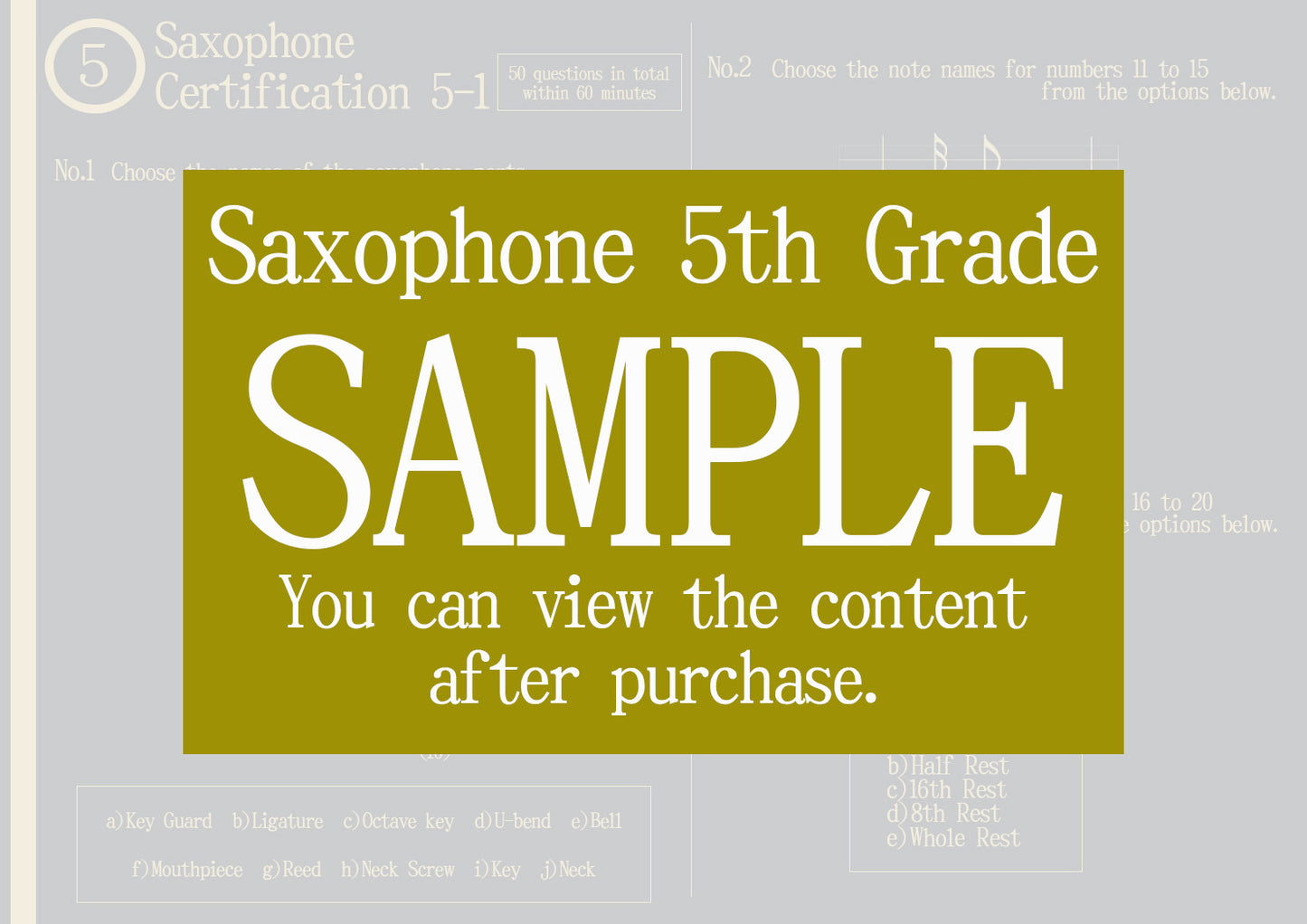 Saxophone Certification 5th Grade(Beginner)