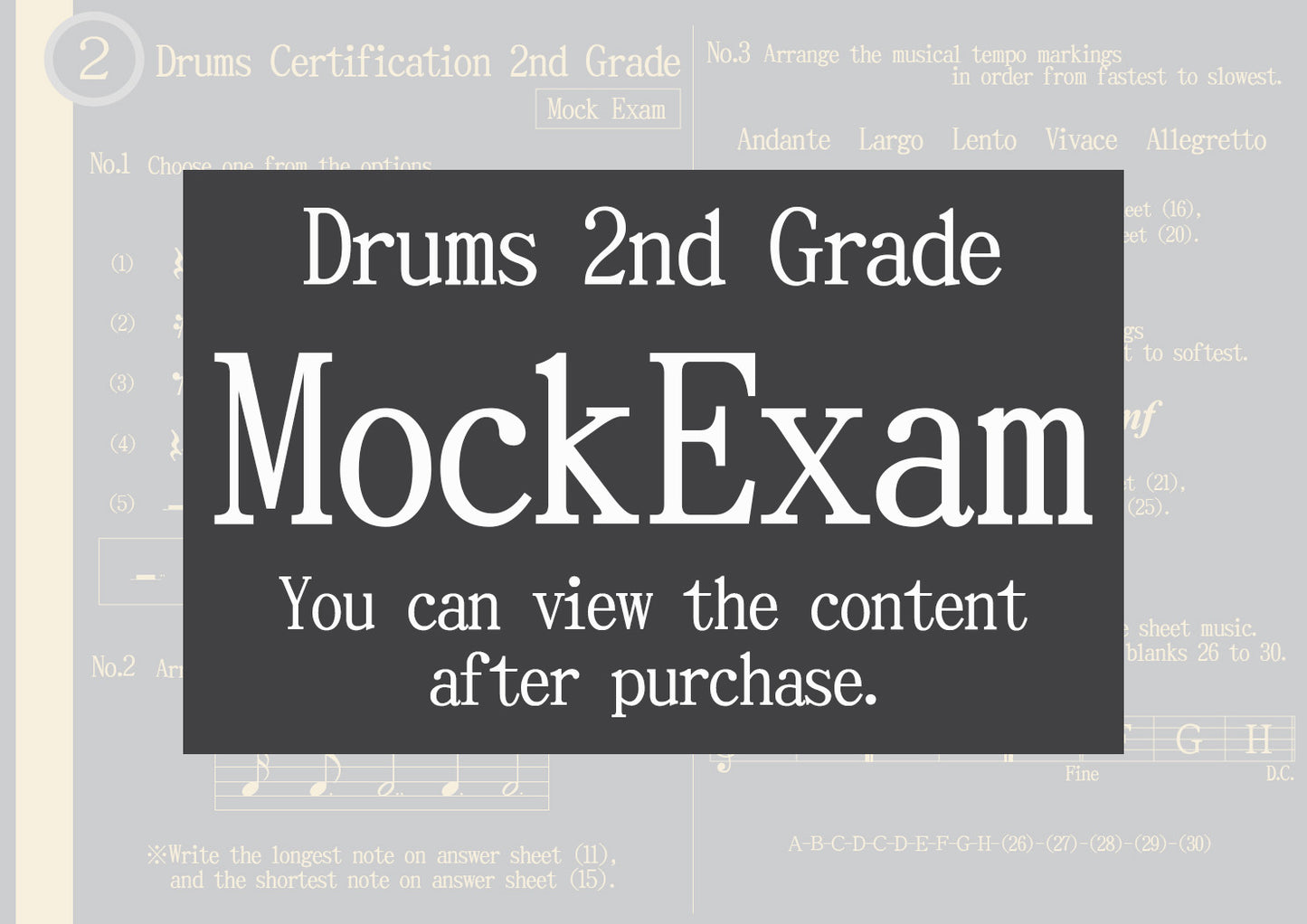 Drums Certification Mock Exam All Grade
