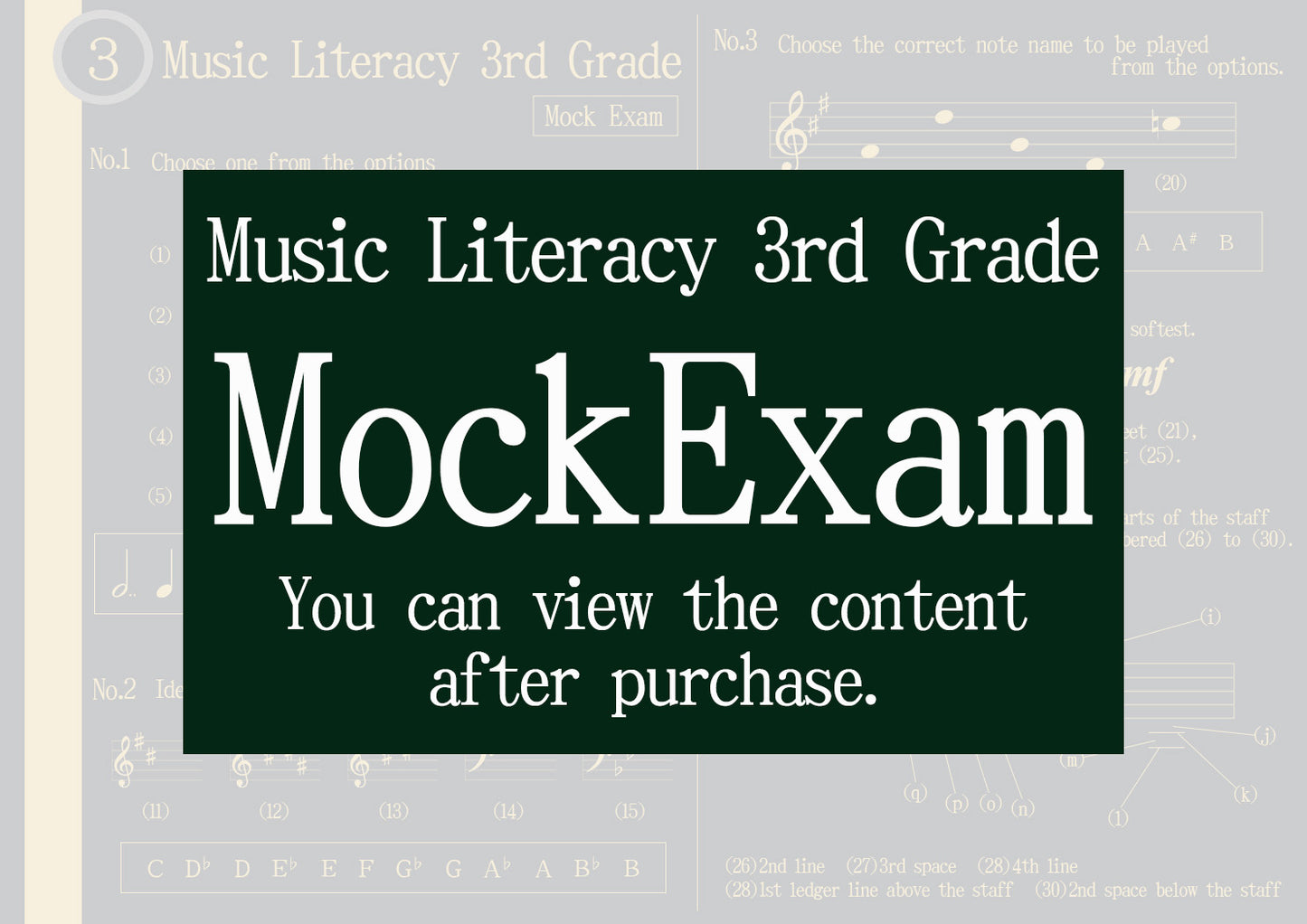 Music Literacy Certification Mock Exam 3rd Grade