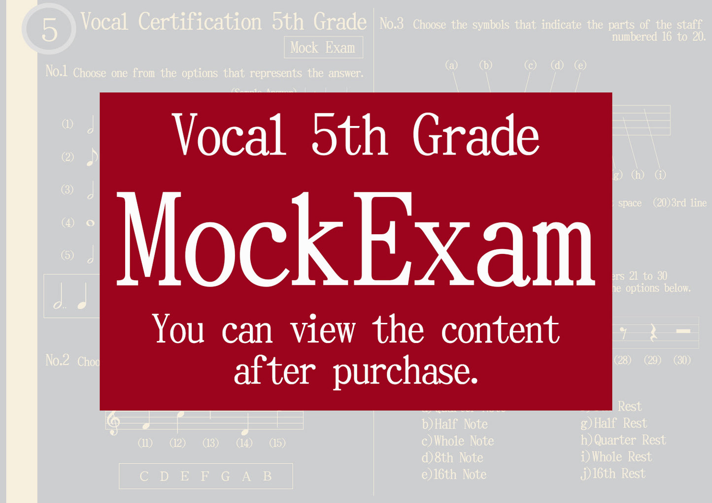 Vocal Certification Mock Exam All Grade