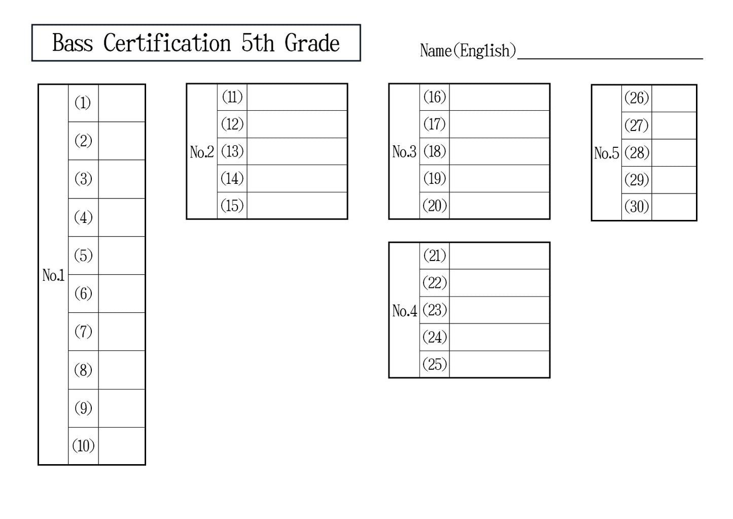 Bass Certification Mock Exam All Grade