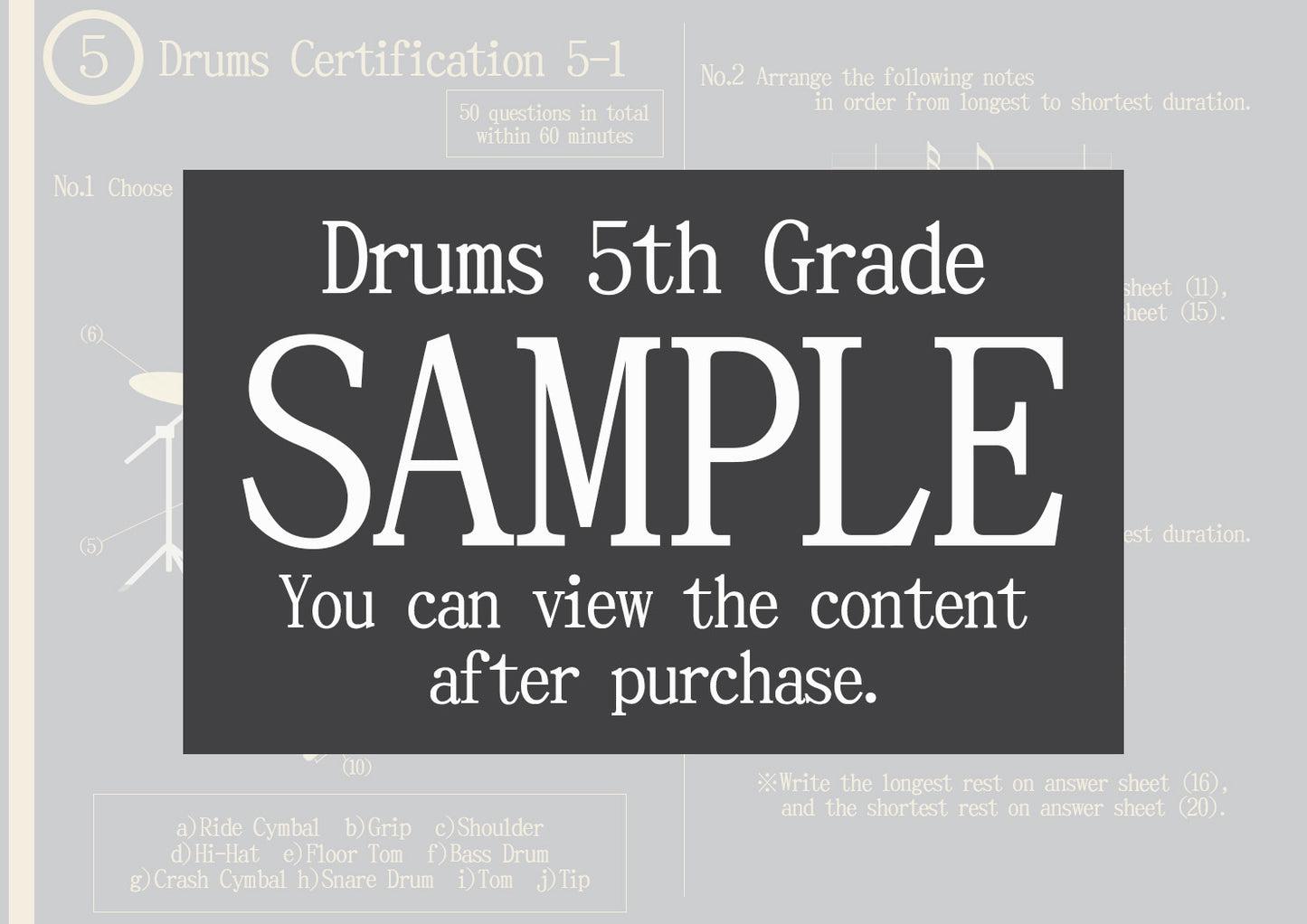 Drums Certification 5th Grade(Beginner)