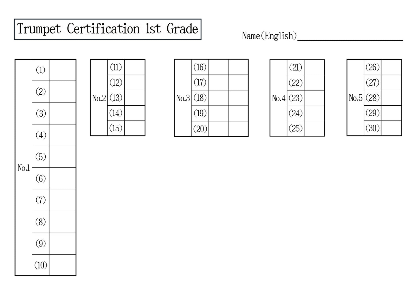 Trumpet Certification Mock Exam All Grade