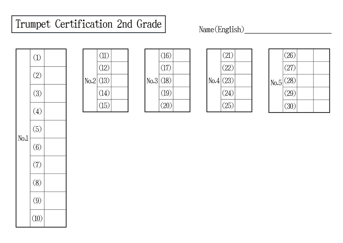Trumpet Certification Mock Exam All Grade