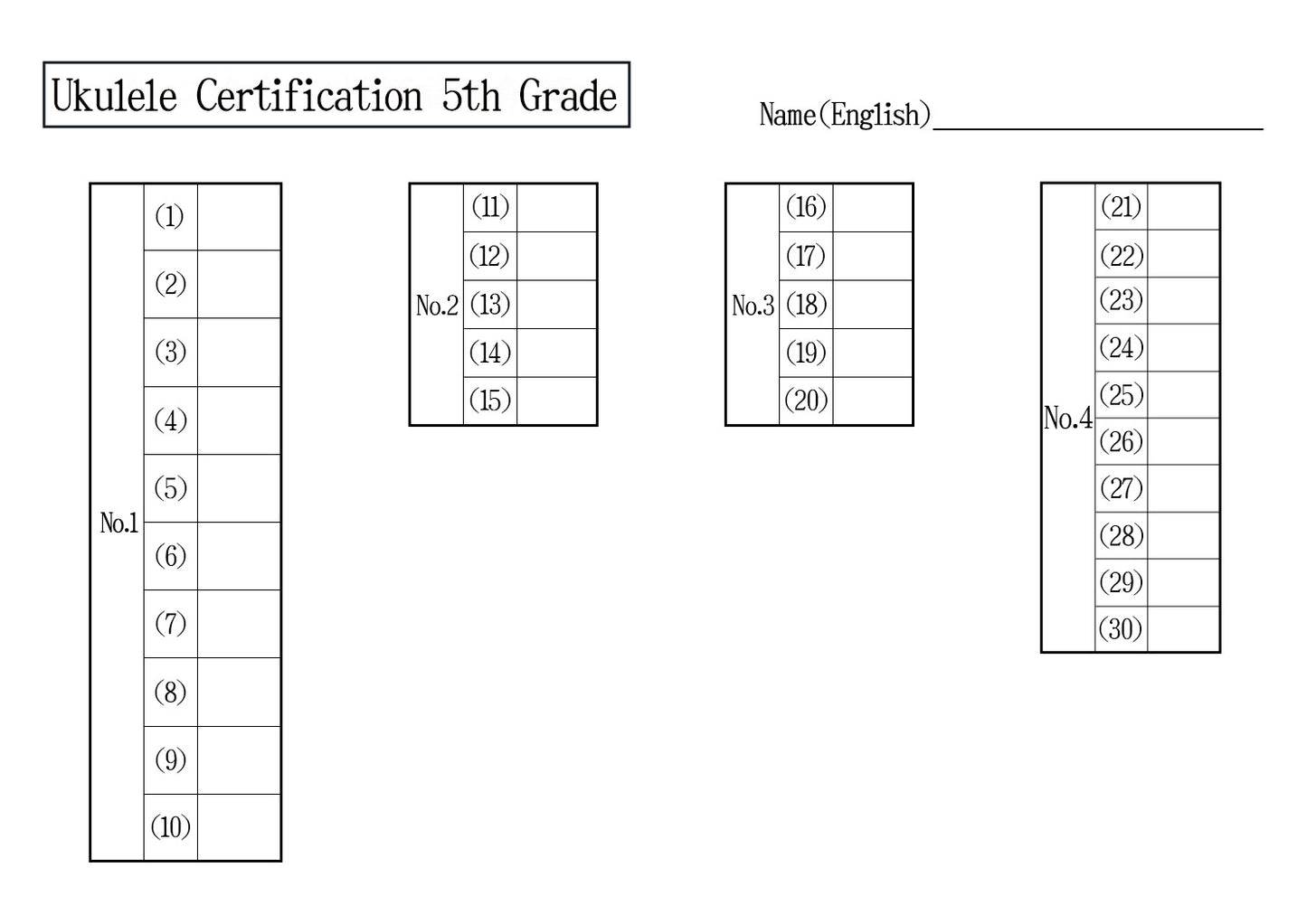 Ukulele Certification Mock Exam All Grade