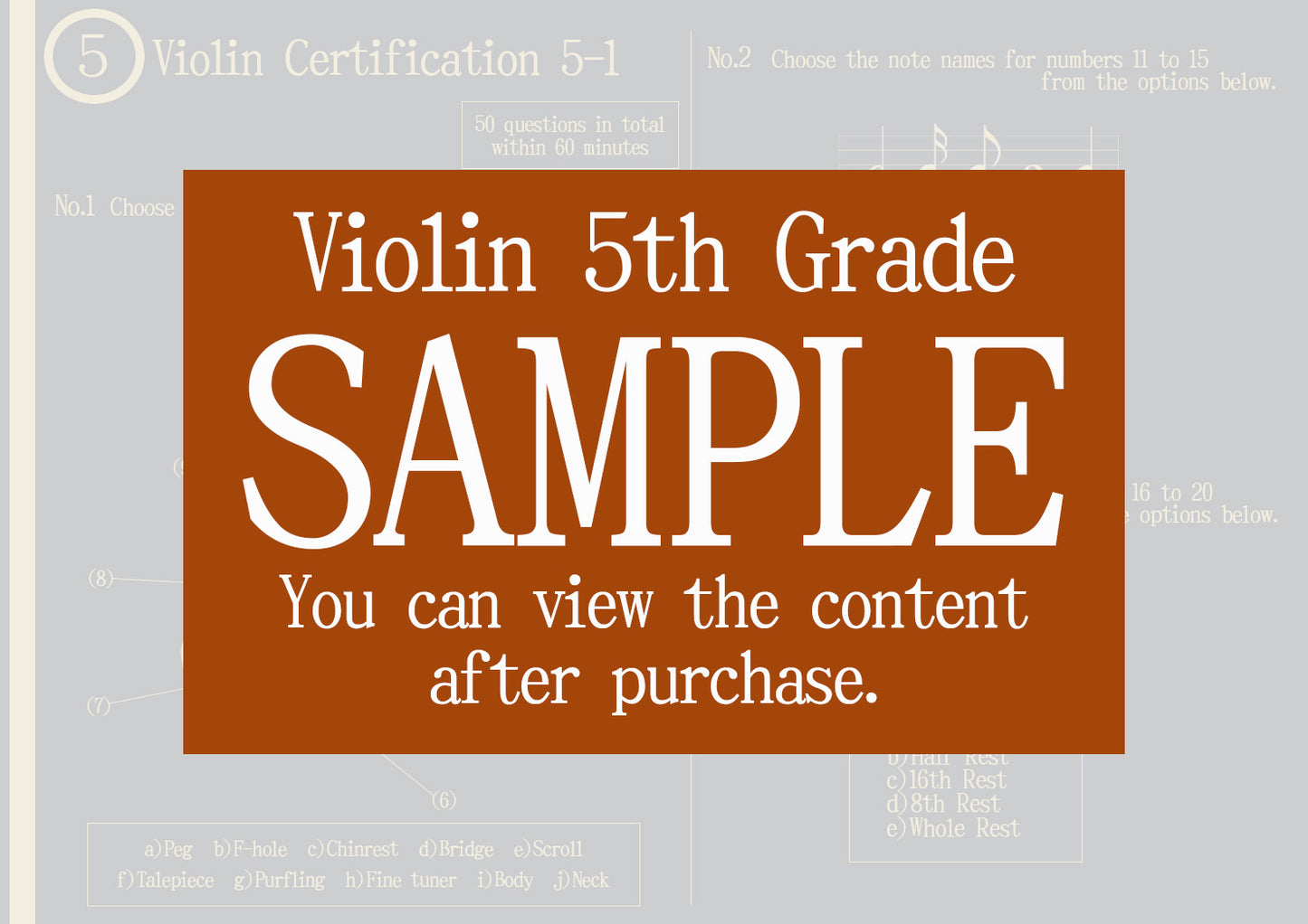 Violin Certification 5th Grade(Beginner)